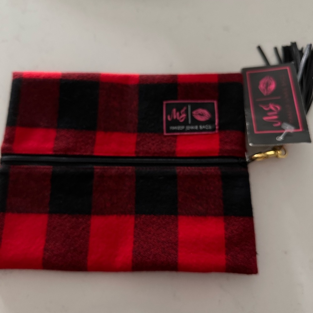 Buffalo  Plaid Makeup Junkie Cosmetic Bag